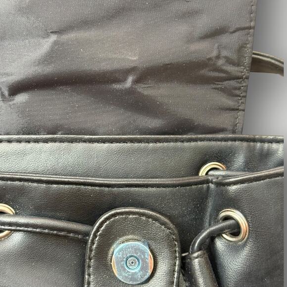 Vintage 2001 Betty Boop Motorcycle Black Faux Leather Backpack Embroidered Bag main image 4